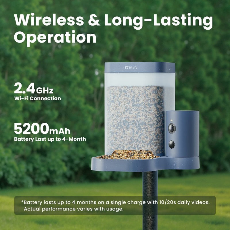 Smart Bird Feeder with Camera, 60FPS Smooth Video, AI Bird Identification & Inst3