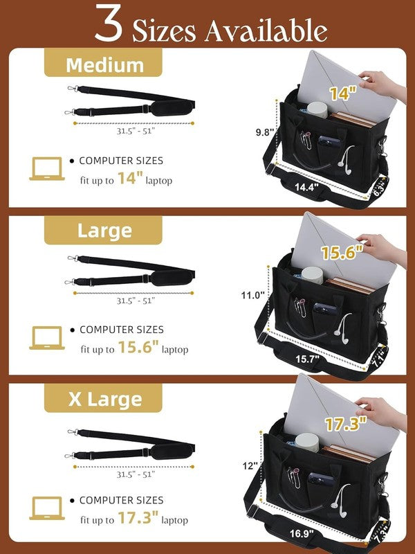 Canvas Tote Bag for Women with Zipper Closure & Individual Compartments for Work4