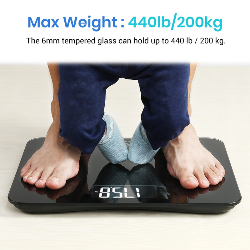 Bathroom Scale Digital Body Weight 440lb High Accuracy LCD Large Platform5