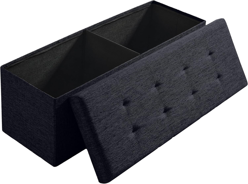 43'' Folding Storage Ottoman Bench Foot Rest Chest Bedroom Large Black0