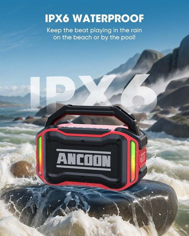 80W Bluetooth Speaker, Loud Bass, IPX6 Waterproof, 20H Playtime, TWS, Red2
