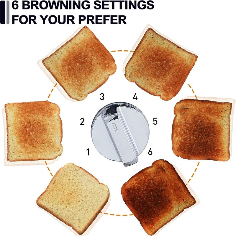 Black 2 Slice Toaster Stainless Steel - LED Display, Wide Slots, 6 Shades, Bagel4
