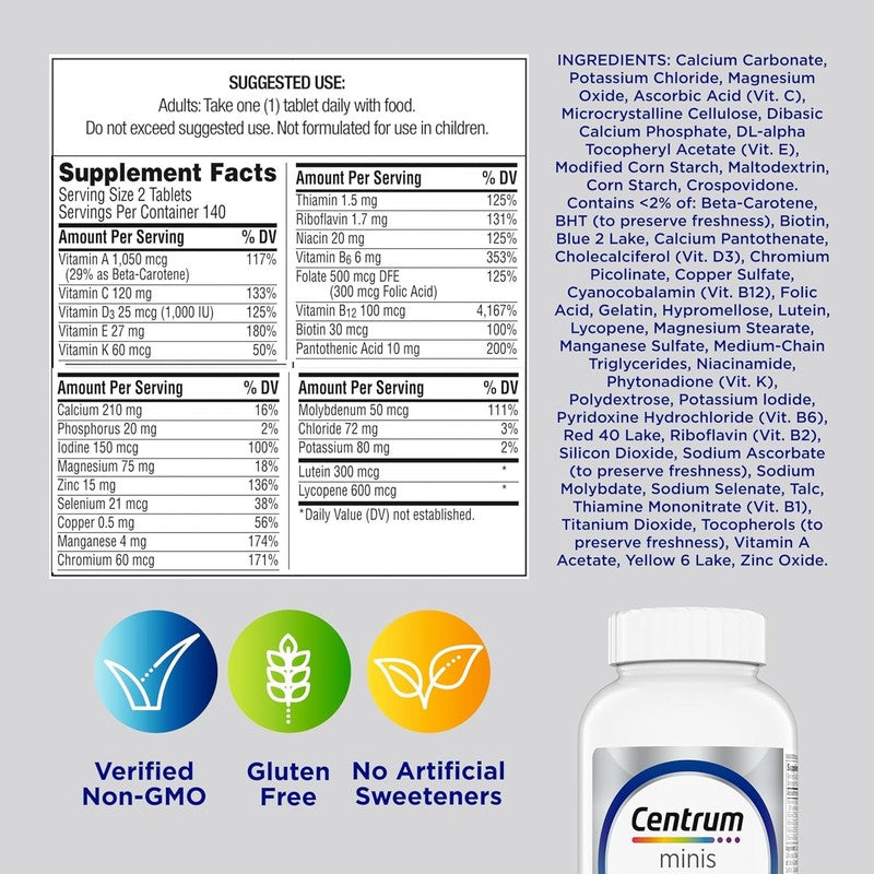 Minis Silver Multivitamin for Men 50+, Supports Memory & Cognition, 280 Ct7