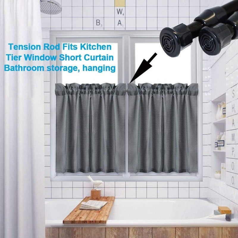Adjustable Black Spring Tension Curtain Rods (17" to 28", 2 Pack)6