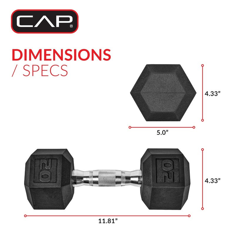 Barbell, 20Lb Rubber Hex Dumbbell, Single4