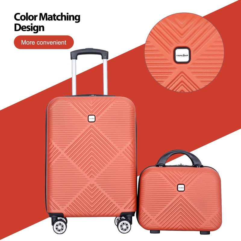 2 Piece Luggage Set Hardside Spinner Wheels Lightweight Carry On Dark Orange1