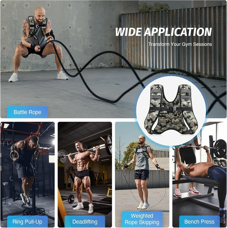 Weighted Vest 12Lb Reflective Stripe Workout Strength Training Fitness Camo4