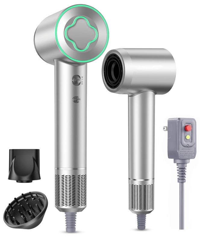 Fast Drying Hair Dryer 150000RPM High-Speed Low Noise w/ Diffuser Gray0
