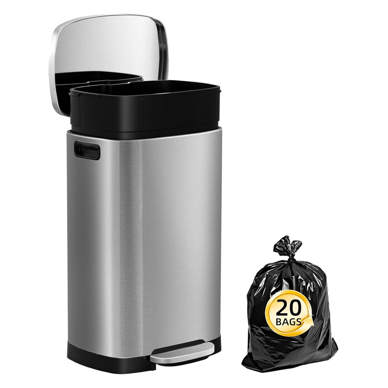 13 Gallon Stainless Steel Trash Can 50L Soft Close Pedal Bin Kitchen5