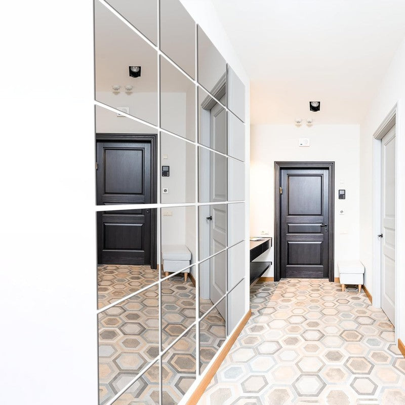 Home Gym Mirror Tiles 12 Pcs 14x12 Full Length Wall Mirrors for Garage Bedroom3