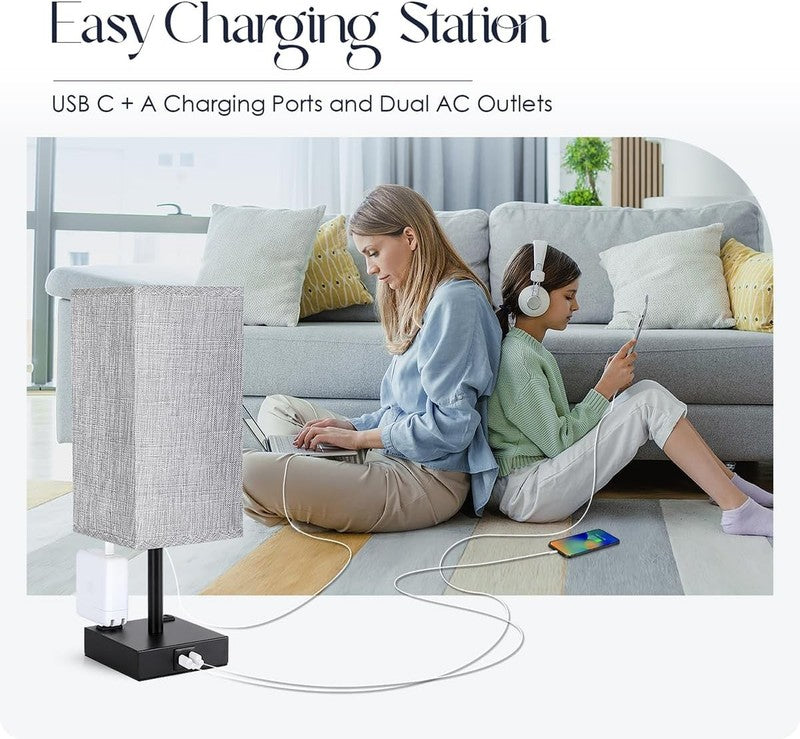 Bedside Table Lamps Set of 2   Touch Nightstand Lamp for Bedroom with USB C+A Ch6