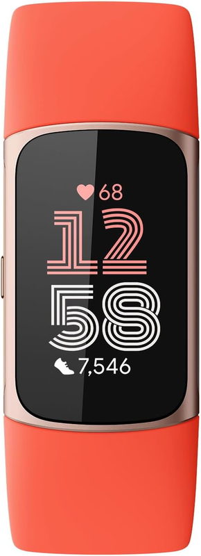 Fitbit Charge 6 Fitness Tracker Google Apps Heart Rate Gold Coral Bands1