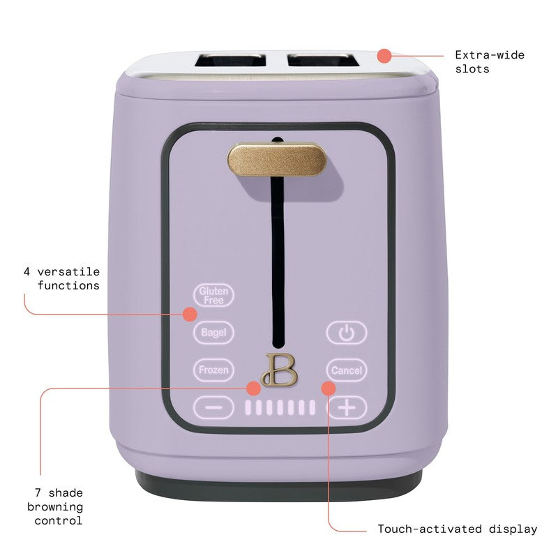 2 Slice Toaster with Touch Activated Display, Lavender by Drew Barrymore3