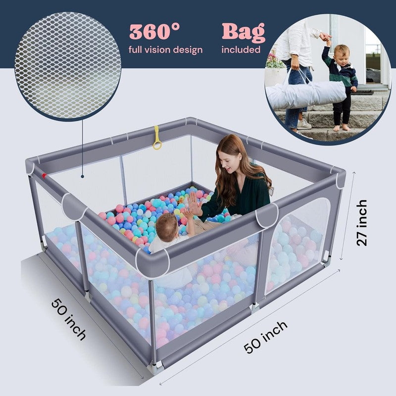 50”x50” Baby Playpen - Safe Portable Toddler Gate with Anti-Slip Base, Gray5