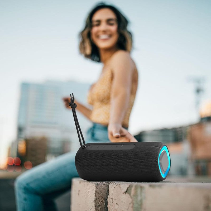 Bluetooth Speaker, IPX5 Waterproof, RGB Lights, BT5.3, TWS, Long Playtime, Black5