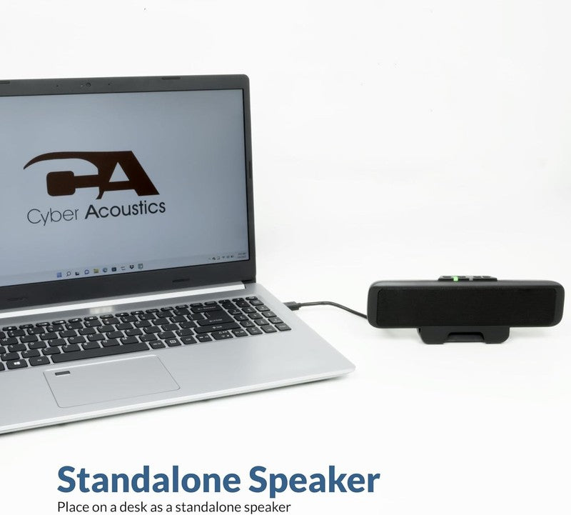 USB Stereo Speaker Bar CA 2890 Clamps to Monitor with Convenient Controls4