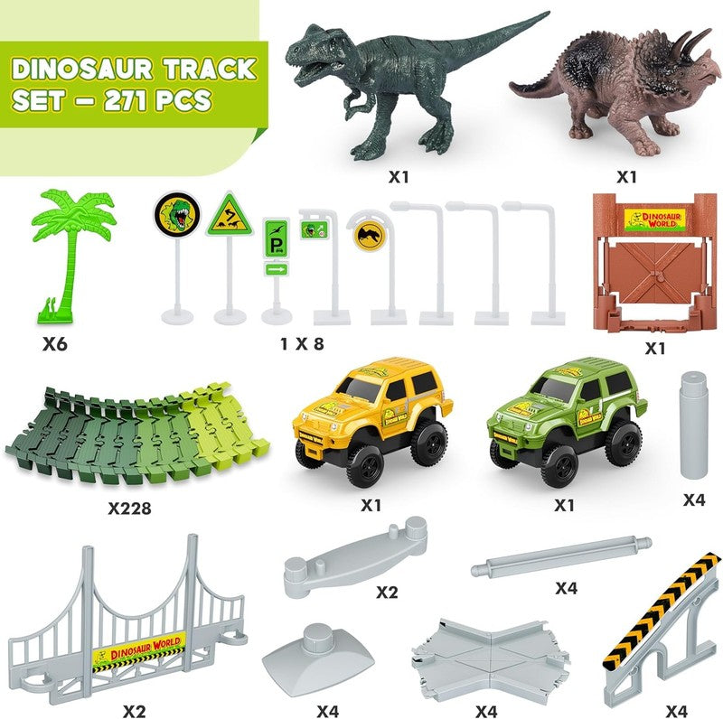Dinosaur Tracks, 271 PCS Create a Dinosaur World Road Race for Kids Boys Toys Fl0