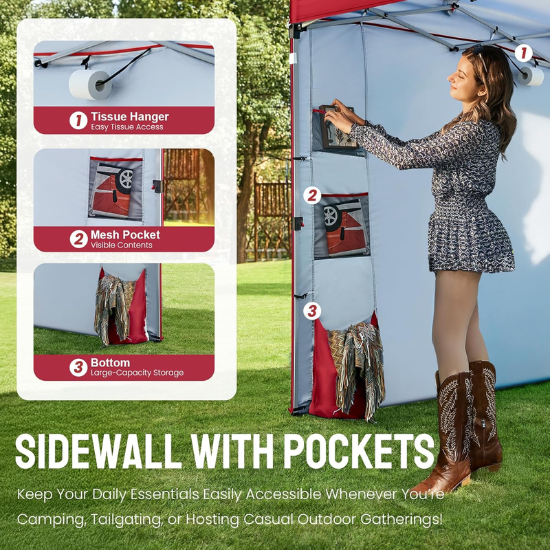 10x10 Pop Up Canopy Tent Crown Shades Easy Setup Center Lock Sun Shelter Red3