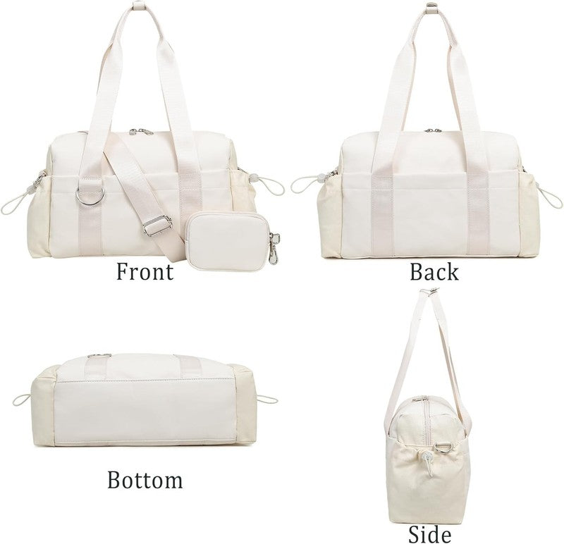 Everyday Mini Gym Bag Women 2.0 Tote Waterproof Travel Duffle Beige Coin Wallet7