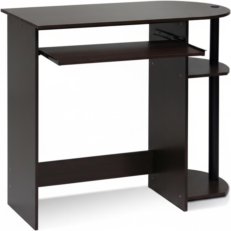 Simplistic Easy Assembly Computer Desk, with Keyboard Tray, Dark Brown/Black3