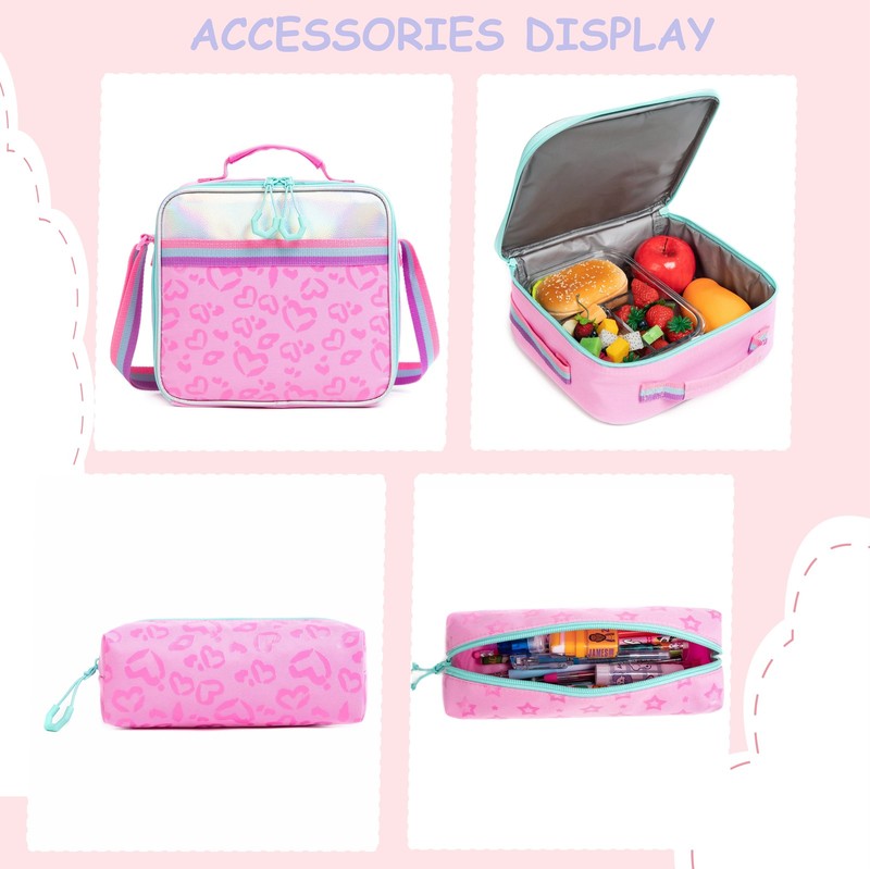 Pink Kids Rolling Backpack for Girls with Wheels Roller School Backpacks with Lu4