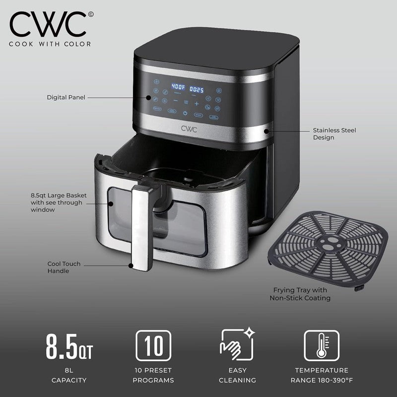Digital 8.5-Quart Air Fryer Stainless Steel Kitchen Appliance Black6