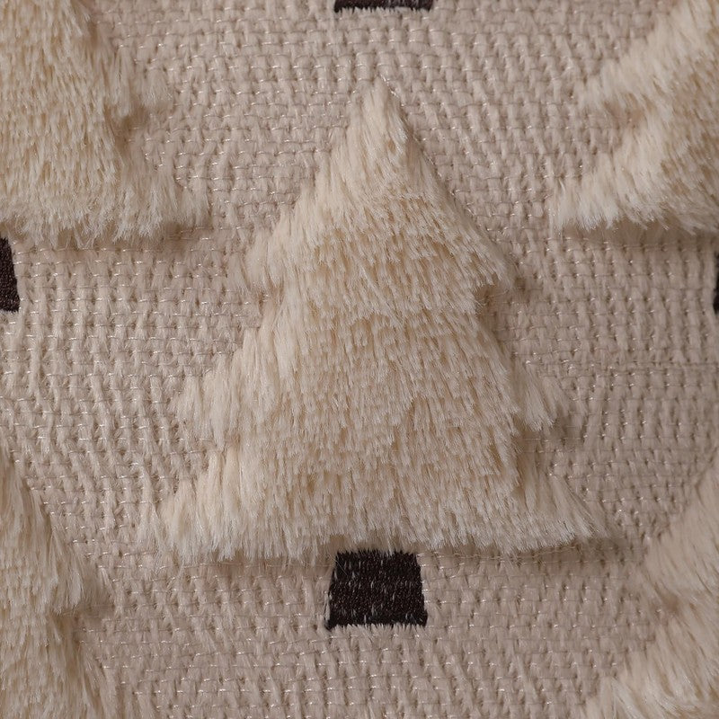 Christmas Pillow 18"x18" Covers Set of 2 Beige Plush Faux Fur Tree Holiday Decor5