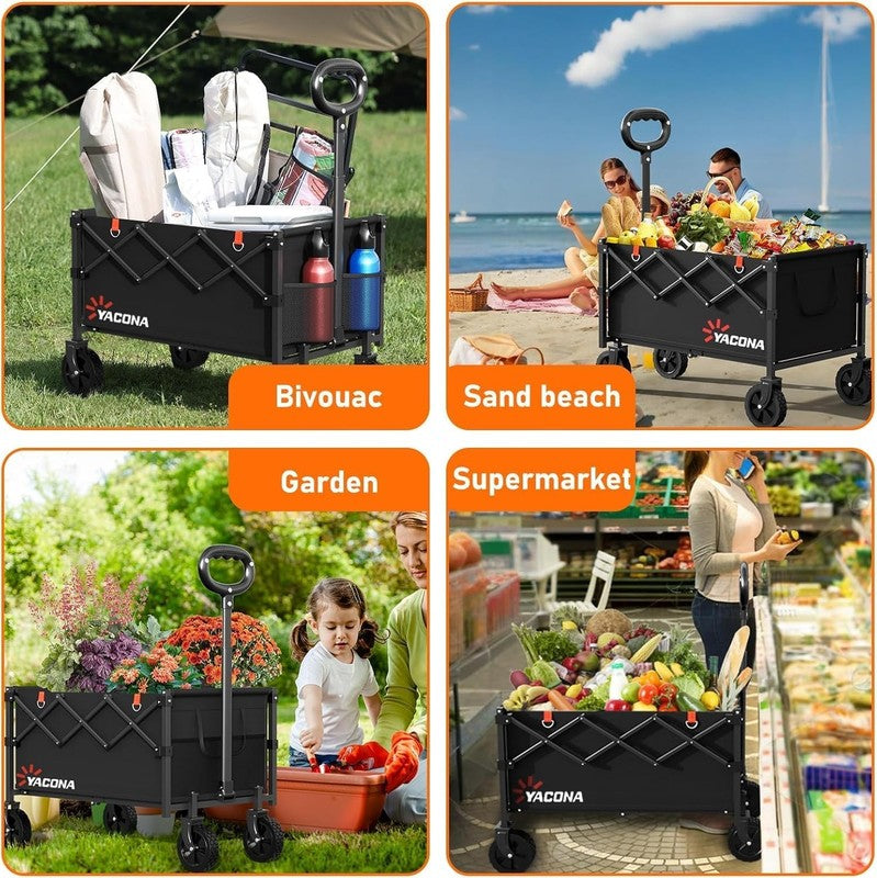 Wagons Carts Foldable, Lightweight Portable Utility Shopping Cart with Wheels, F8