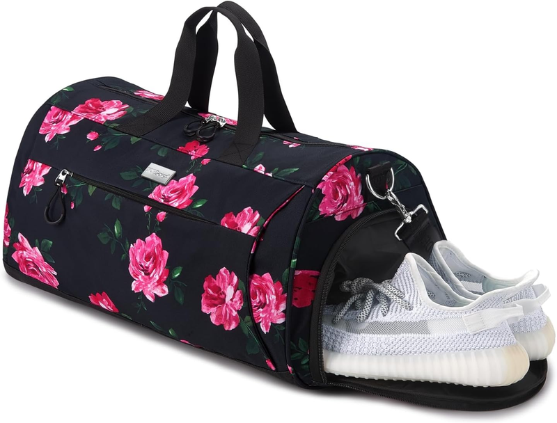 Gym Bag Women Duffel Shoe Compartment Wet Pocket Travel Sports Peony M6