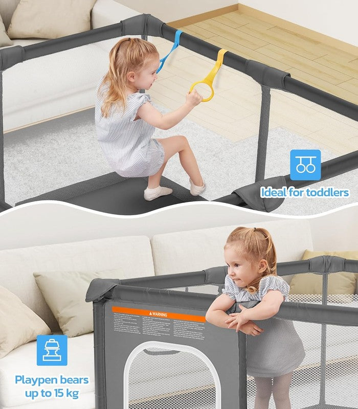 Safe Baby Playpen 48"x48" Indoor/Outdoor Activity Center with Gates - Grey6