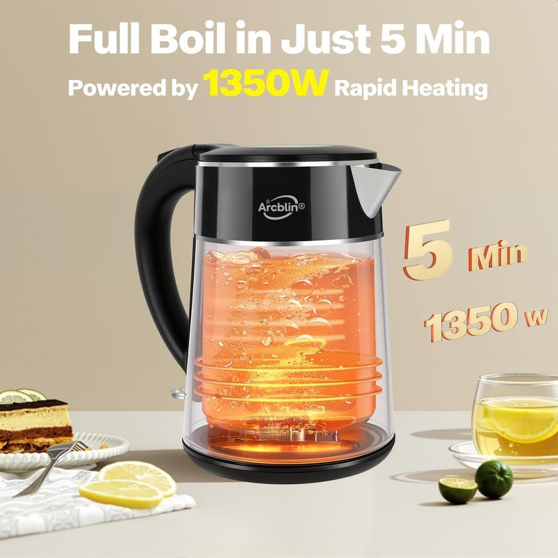 Electric Kettle 1.8L 1350W Double Wall Stainless Steel Auto Shut Off Dry Blue2