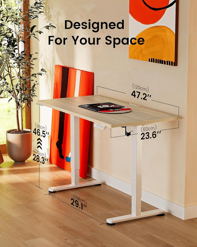 Electric Standing Desk 48x24 Adjustable Sit Stand Computer Desk Natural2