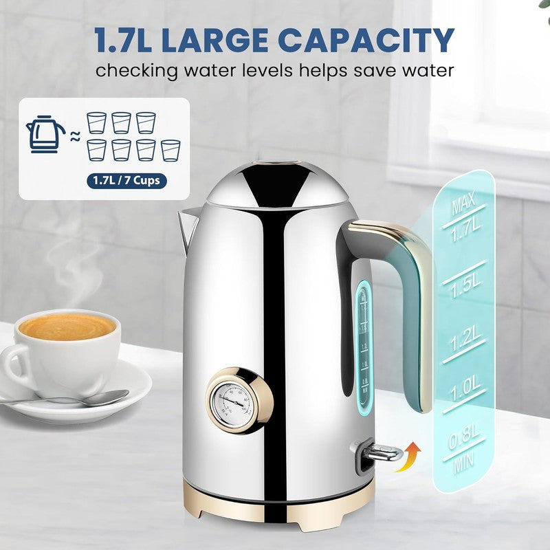 Electric Kettle 57Oz 1500W Stainless Steel Fast Boil w/ Thermometer Silver4