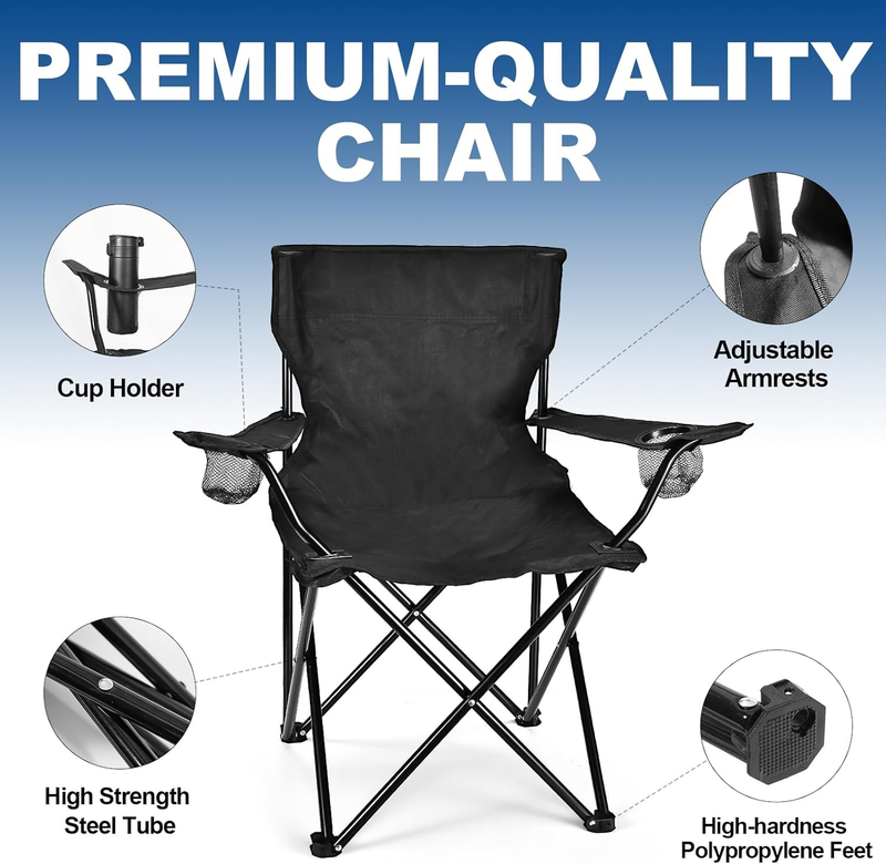 2 Pack Camping Chairs Foldable Portable w/ Carry Bag 250lb Beach Outdoor4