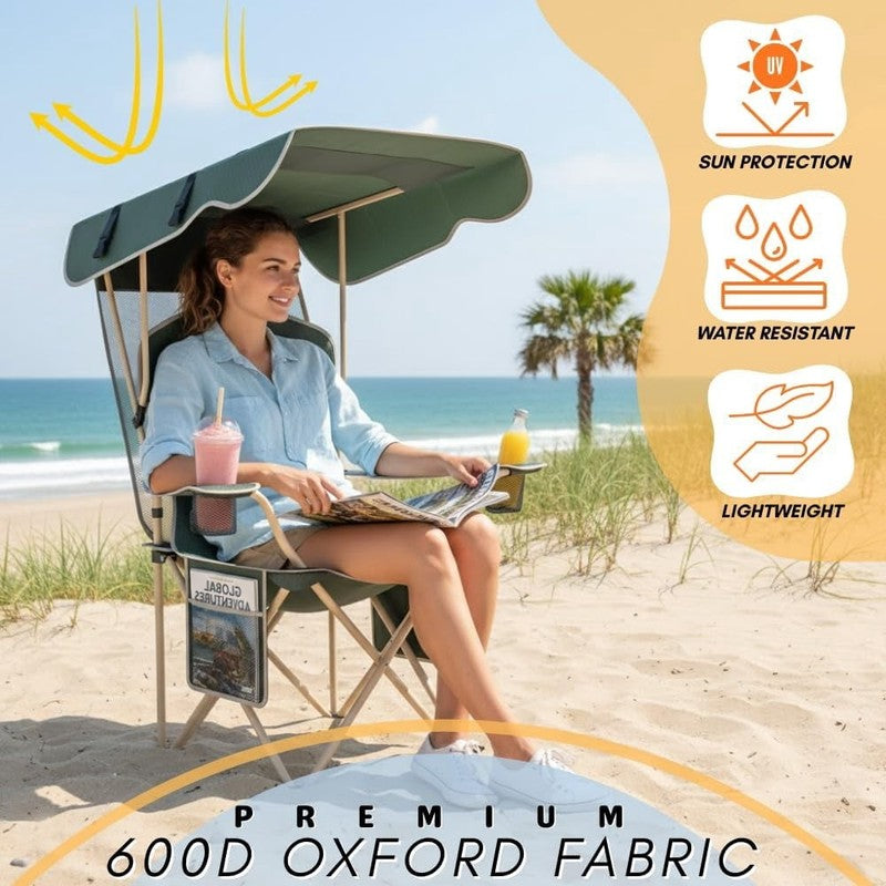 2-Pack Portable Folding Camping Chairs with Canopy Shade, Beach Chair for Adults3