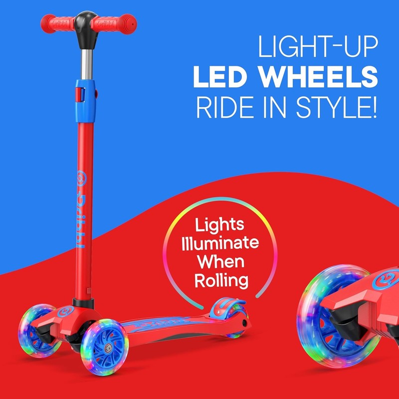 3 Wheel Kids Scooter Lean to Steer Adjustable Handlebar Anti Slip Deck Red/Blue6