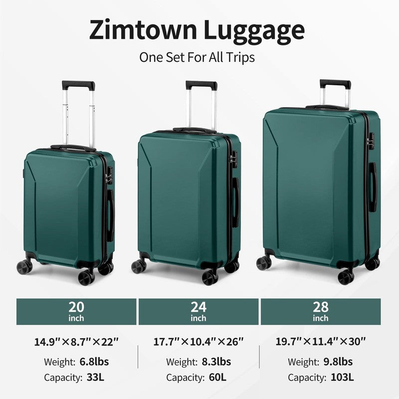 3-Piece Luggage Set with 8 Packing Cubes, Hard Shell Suitcases with Spinner Whee1
