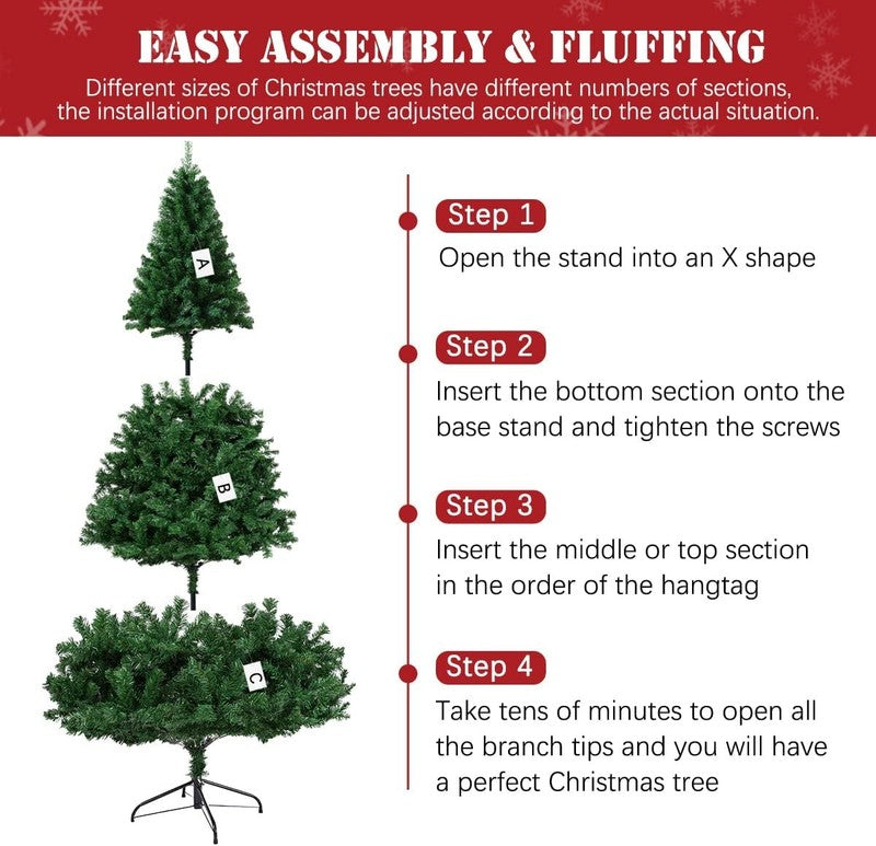6FT Premium Christmas Tree, Large Spruce Artificial Holiday Xmas Tree with 1,0006
