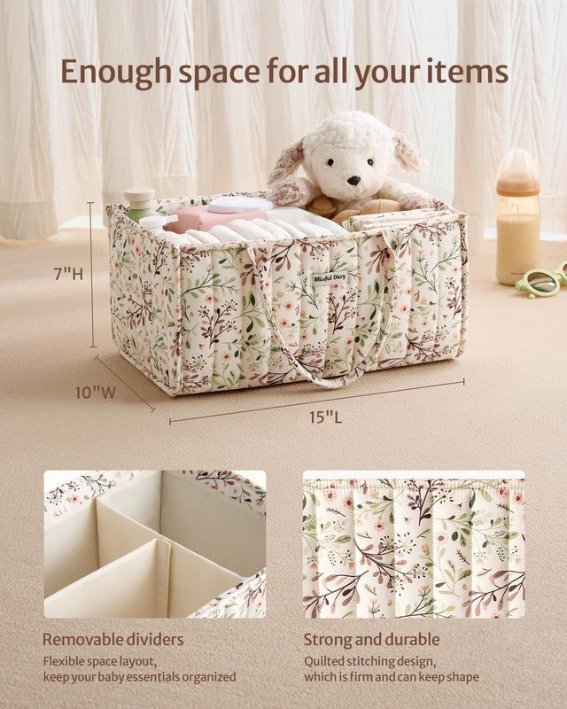 Floral Diaper Caddy Organizer Nursery Storage Basket Pastoral Daisy2