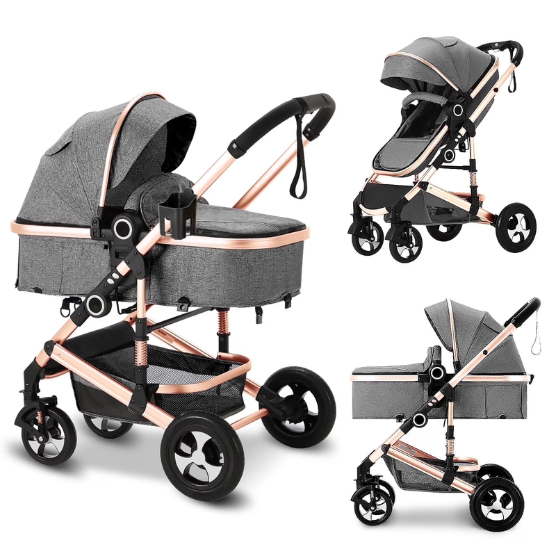 3-In-1 Convertible Baby Stroller with Big Seat and Adjustable Canopy, 24 Pound, 0