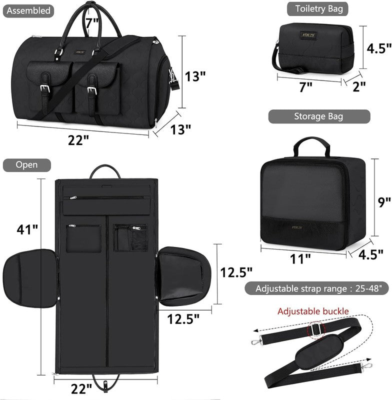 Garment Duffel Bag Travel Convertible Carry On Weekender w/ Shoe Pouch 3Pcs5