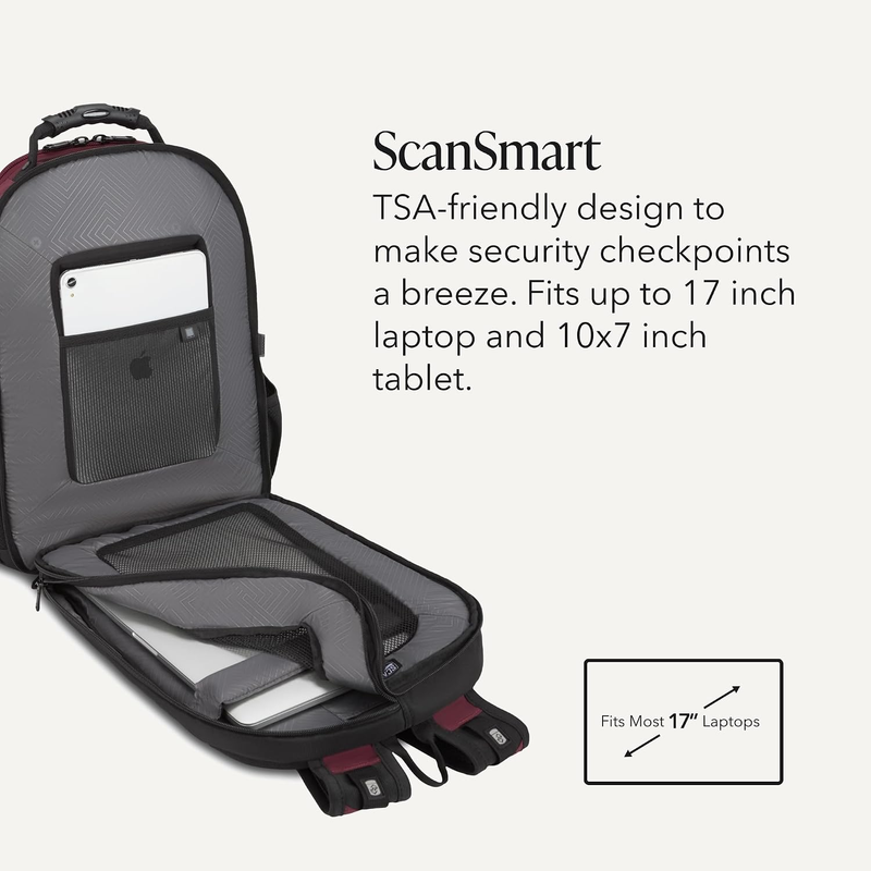 2 Piece Travel Set Carry On Spinner + 17" Laptop Backpack RFID Merlot3