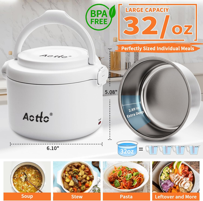 Electric Lunch Box, 32 Oz Portable Food Warmer Heater, Lunch Warmer Portable2