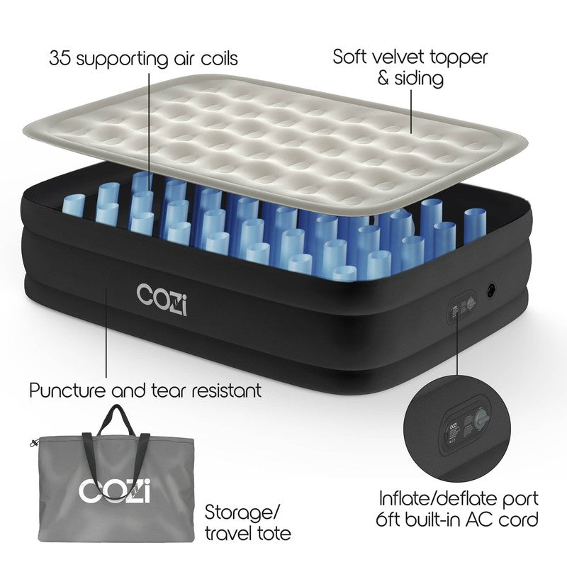 Cozi by  20” Air Mattress, Inflatable Bed with Built-In Pump for Camping, Home, 1