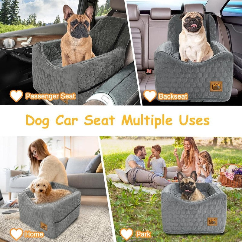 Dog Car Seat Small/Medium Dogs up to 35lbs Memory Foam Washable Cover Gray5