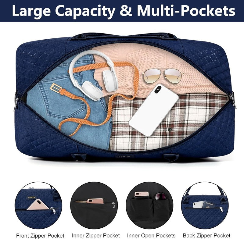 Women Weekender Travel Duffel Bag Carry On w/ Shoe Compartment Large Nylon Tote3
