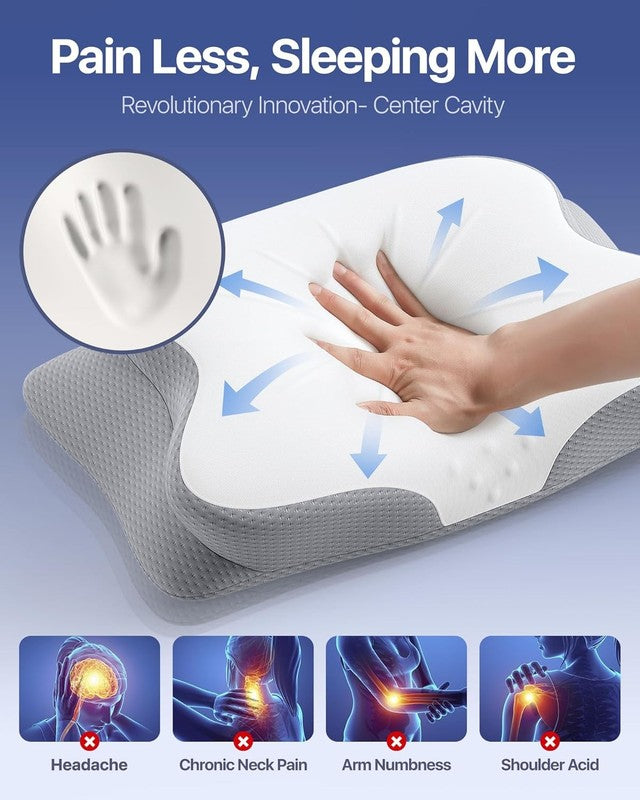 Cervical Memory Foam Pillow Neck Pain Relief Ortho Support Cooling Case2