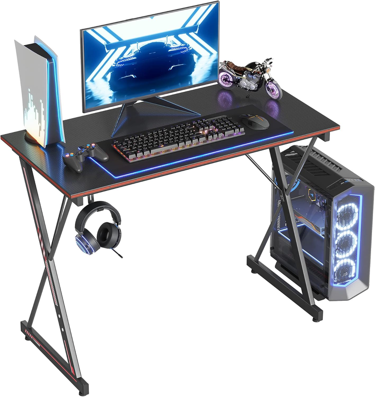 40" Gaming Desk PC Computer Table Carbon Fiber Home Office Workstation w/ Hook8