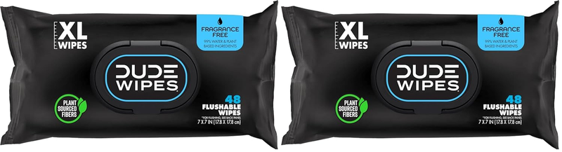 Flushable Wipes Unscented XL 2 Pack 48 Count Aloe Vitamin E Adult0
