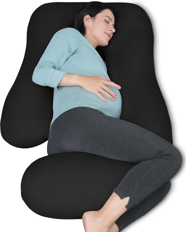 U Shaped Pregnancy Maternity Pillow 57" Full Body Sleep Support Black9